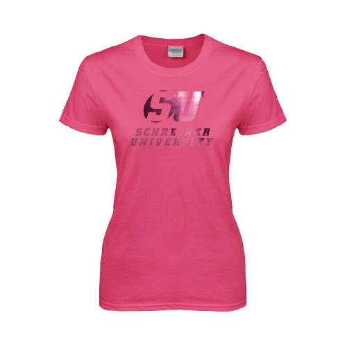  Womens Hot Pink Short Sleeve Tee - Official Logo Foil