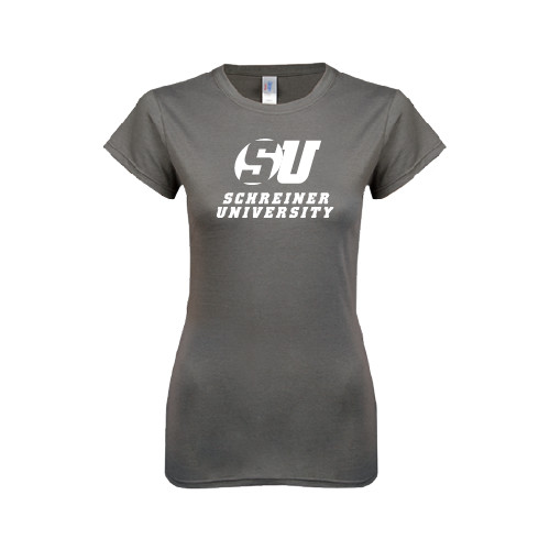  Next Level Womens Charcoal Boyfriend Tee - Official Logo