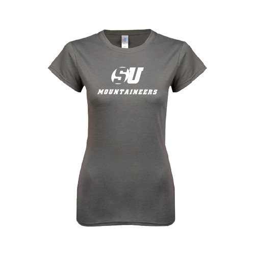  Next Level Womens Charcoal Boyfriend Tee - SU Mountaineers