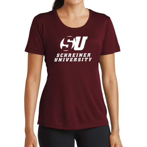  Womens Maroon Performance Short Sleeve Tee - Official Logo