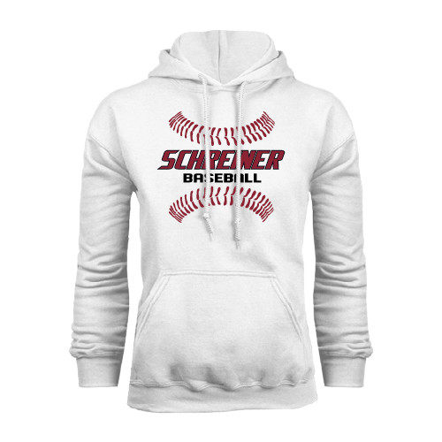 White Fleece Hoodie - Baseball Design
