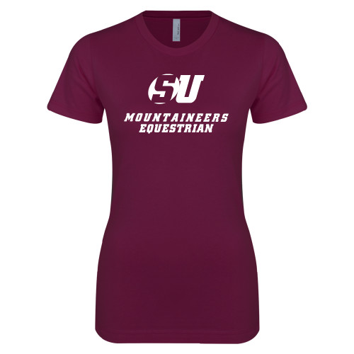  Next Level Womens Maroon Boyfriend Tee - Equestrian