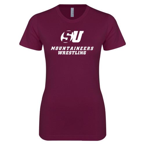 Next Level Womens Maroon Boyfriend Tee - Wrestling