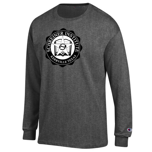  Champion Granite Heather Long Sleeve T Shirt - Vintage SI Logo