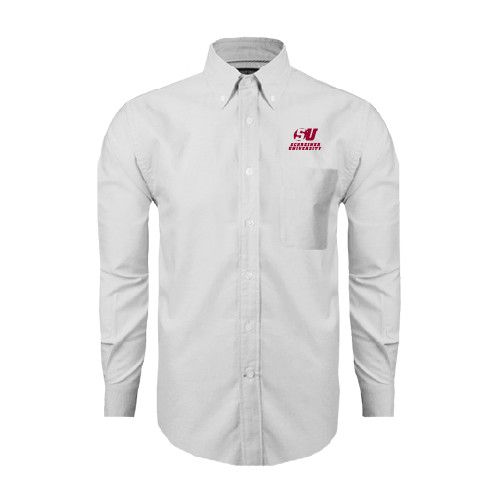  White Oxford Long Sleeve Shirt - Official Logo