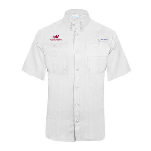  Columbia White Tamiami Performance Short Sleeve Shirt - SU Mountaineers