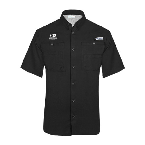 Columbia Black Tamiami Performance Short Sleeve Shirt - Official Logo
