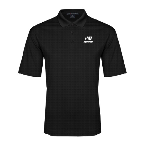 Black Performance Fine Jacquard Polo - Official Logo
