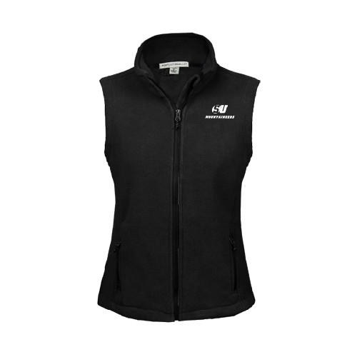  Womens Black Fleece Full Zip Vest - SU Mountaineers