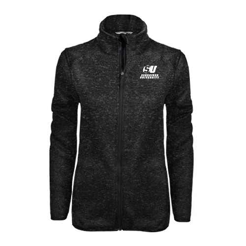  Womens Black Heather Fleece Jacket - Official Logo