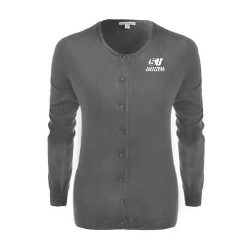  Womens Charcoal Cardigan Sweater - Official Logo