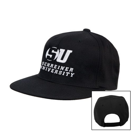  Black Flat Bill Snapback Hat - Official Logo