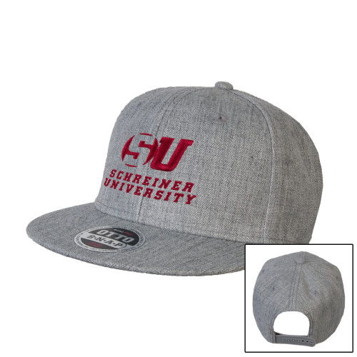  Heather Grey Wool Blend Flat Bill Snapback Hat - Official Logo