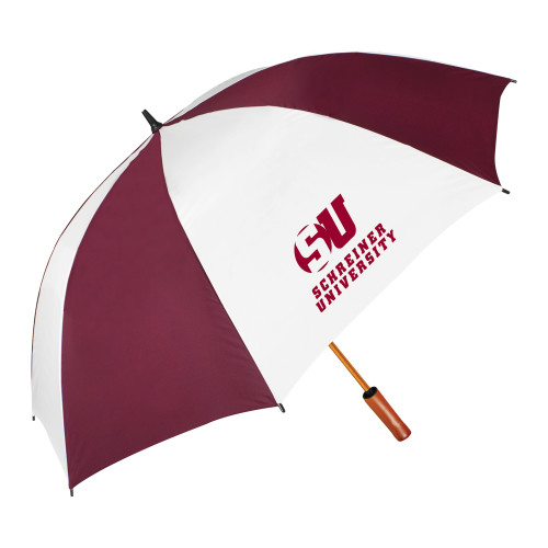  64 Inch Maroon/White Umbrella - Official Logo
