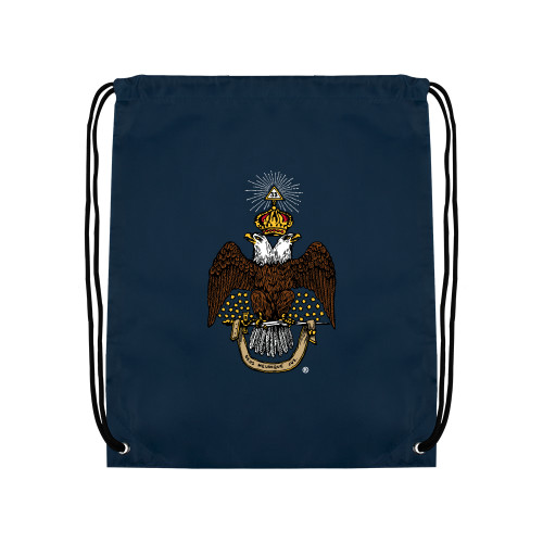  Navy Drawstring Backpack - 33 Deus Meumque Jus