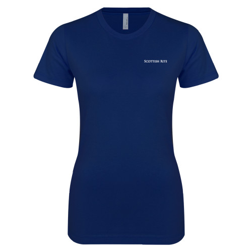  Next Level Womens Navy Boyfriend Tee - Scottish Rite Wordmark