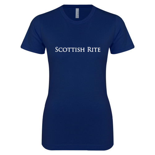  Next Level Womens Navy Boyfriend Tee - Scottish Rite Wordmark