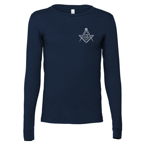 Bella + Canvas Navy Jersey Cotton Long Sleeve T Shirt - G Compass Logo