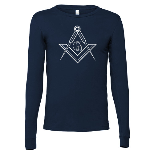  Bella + Canvas Navy Jersey Cotton Long Sleeve T Shirt - G Compass Logo
