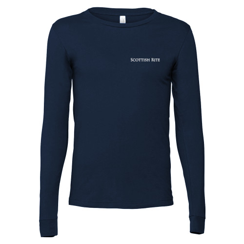  Bella + Canvas Navy Jersey Cotton Long Sleeve T Shirt - Scottish Rite Wordmark