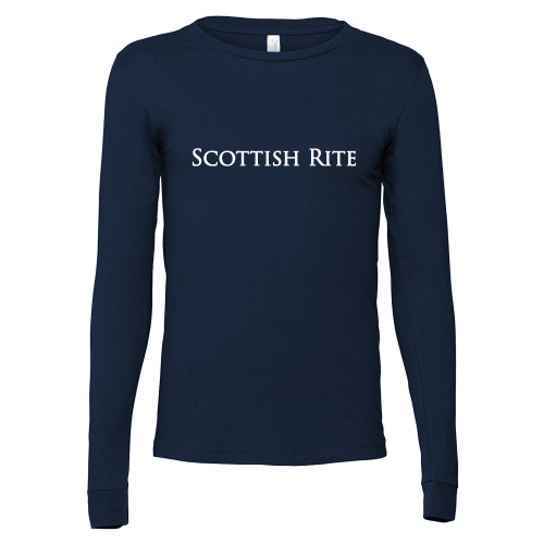  Bella + Canvas Navy Jersey Cotton Long Sleeve T Shirt - Scottish Rite Wordmark