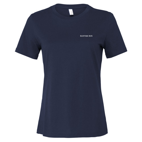  Bella + Canvas Womens Navy Relaxed Cotton T Shirt - Scottish Rite Wordmark
