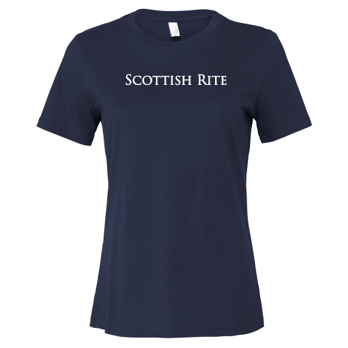  Bella + Canvas Womens Navy Relaxed Cotton T Shirt - Scottish Rite Wordmark