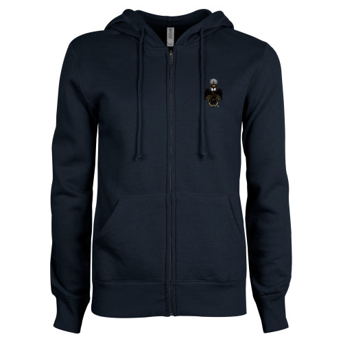  ENZA Womens Navy Fleece Full Zip Hoodie - 33 Deus Meumque Jus
