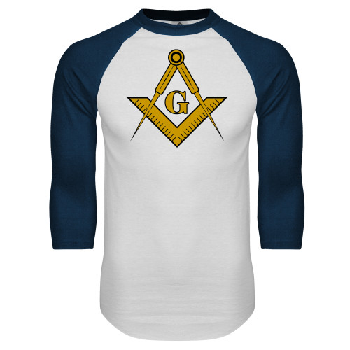  White/Navy Raglan Baseball T Shirt - G Compass Logo
