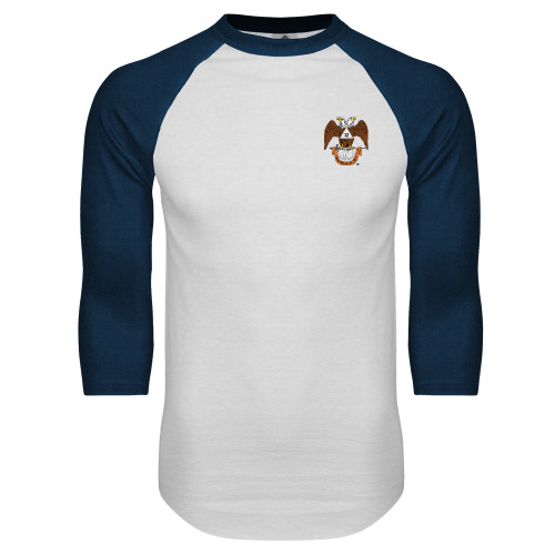  White/Navy Raglan Baseball T Shirt - 32 Spes Mea in Deo