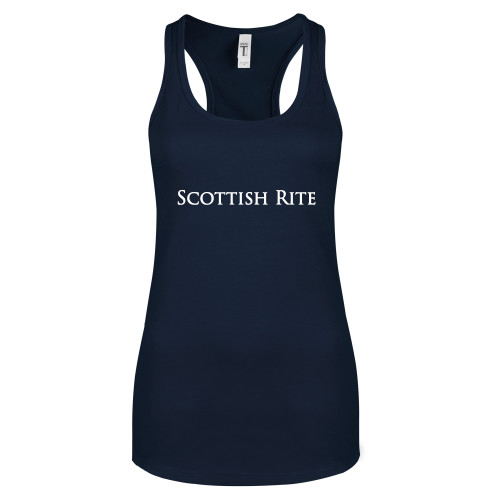  Next Level Womens Navy Racerback Tank  - Scottish Rite Wordmark