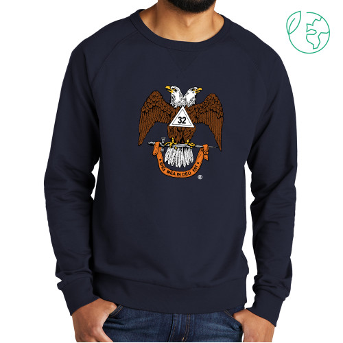  Allmade Navy Organic French Terry Crewneck Sweatshirt - 32 Spes Mea in Deo