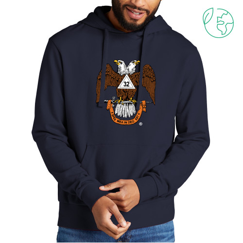  Allmade Navy Organic French Terry Pullover Hoodie - 32 Spes Mea in Deo