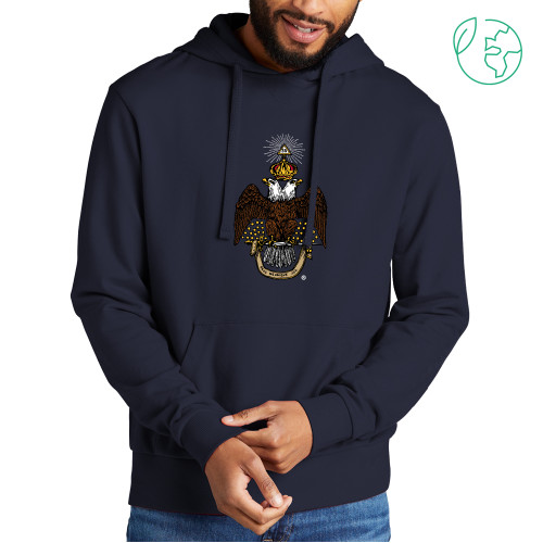  Allmade Navy Organic French Terry Pullover Hoodie - 33 Deus Meumque Jus