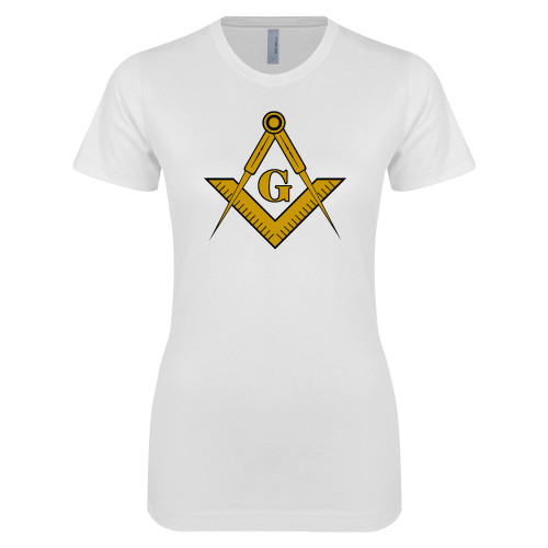  Next Level Womens White Boyfriend Tee - G Compass Logo