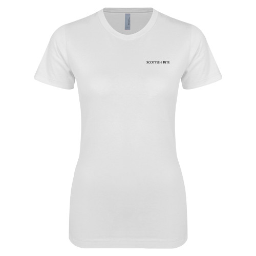  Next Level Womens White Boyfriend Tee - Scottish Rite Wordmark