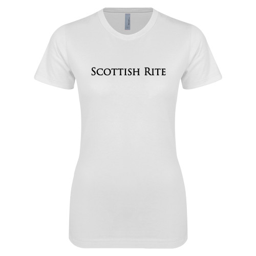  Next Level Womens White Boyfriend Tee - Scottish Rite Wordmark