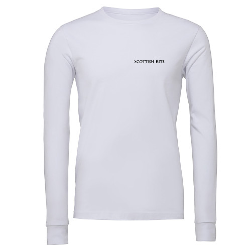  Bella + Canvas White Jersey Cotton Long Sleeve T Shirt - Scottish Rite Wordmark