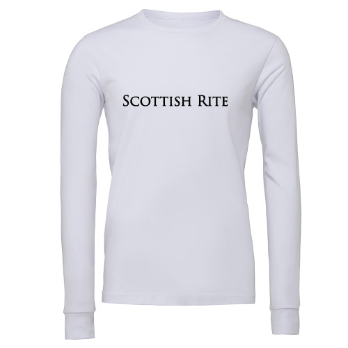  Bella + Canvas White Jersey Cotton Long Sleeve T Shirt - Scottish Rite Wordmark