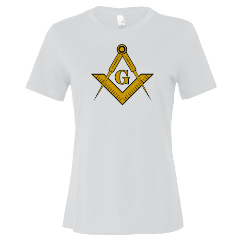  Bella + Canvas Womens White Relaxed Cotton T Shirt - G Compass Logo