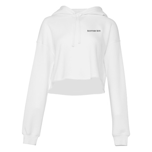  Bella + Canvas Womens White Cropped Fleece Hood - Scottish Rite Wordmark