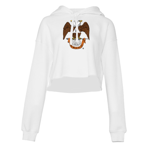  Bella + Canvas Womens White Cropped Fleece Hood - 32 Spes Mea in Deo