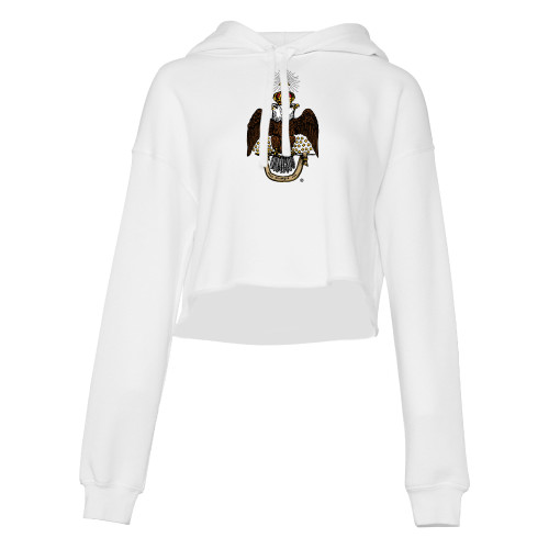  Bella + Canvas Womens White Cropped Fleece Hood - 33 Deus Meumque Jus