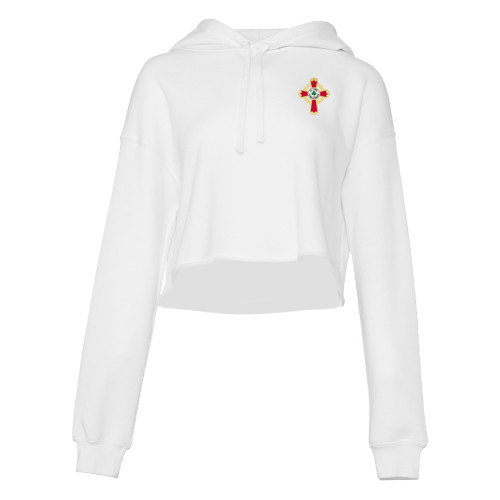  Bella + Canvas Womens White Cropped Fleece Hood - Court of Honour
