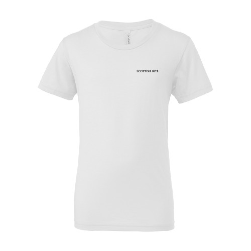  Bella + Canvas Youth White Jersey T Shirt - Scottish Rite Wordmark