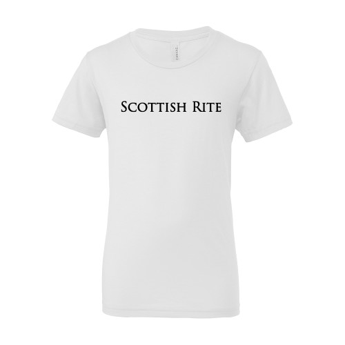  Bella + Canvas Youth White Jersey T Shirt - Scottish Rite Wordmark