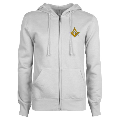  ENZA Womens White Fleece Full Zip Hoodie - G Compass Logo