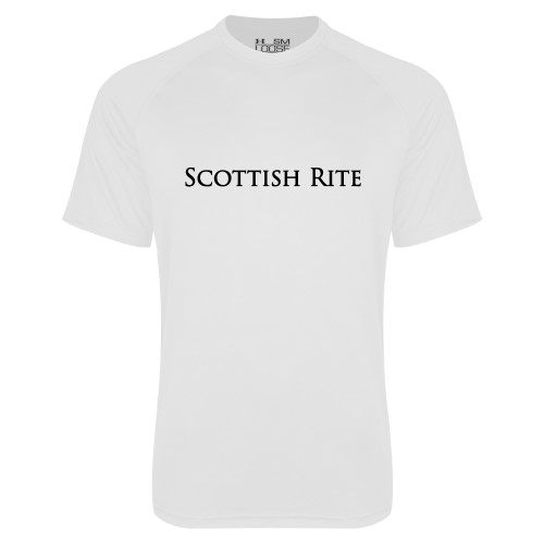  Under Armour White Tech Tee - Scottish Rite Wordmark