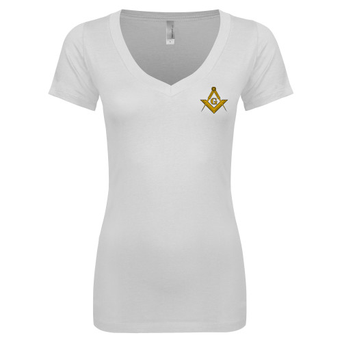  Next Level Womens White Ideal V Tee - G Compass Logo