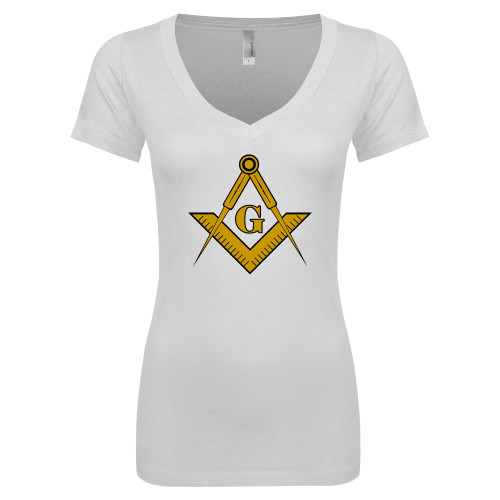  Next Level Womens White Ideal V Tee - G Compass Logo